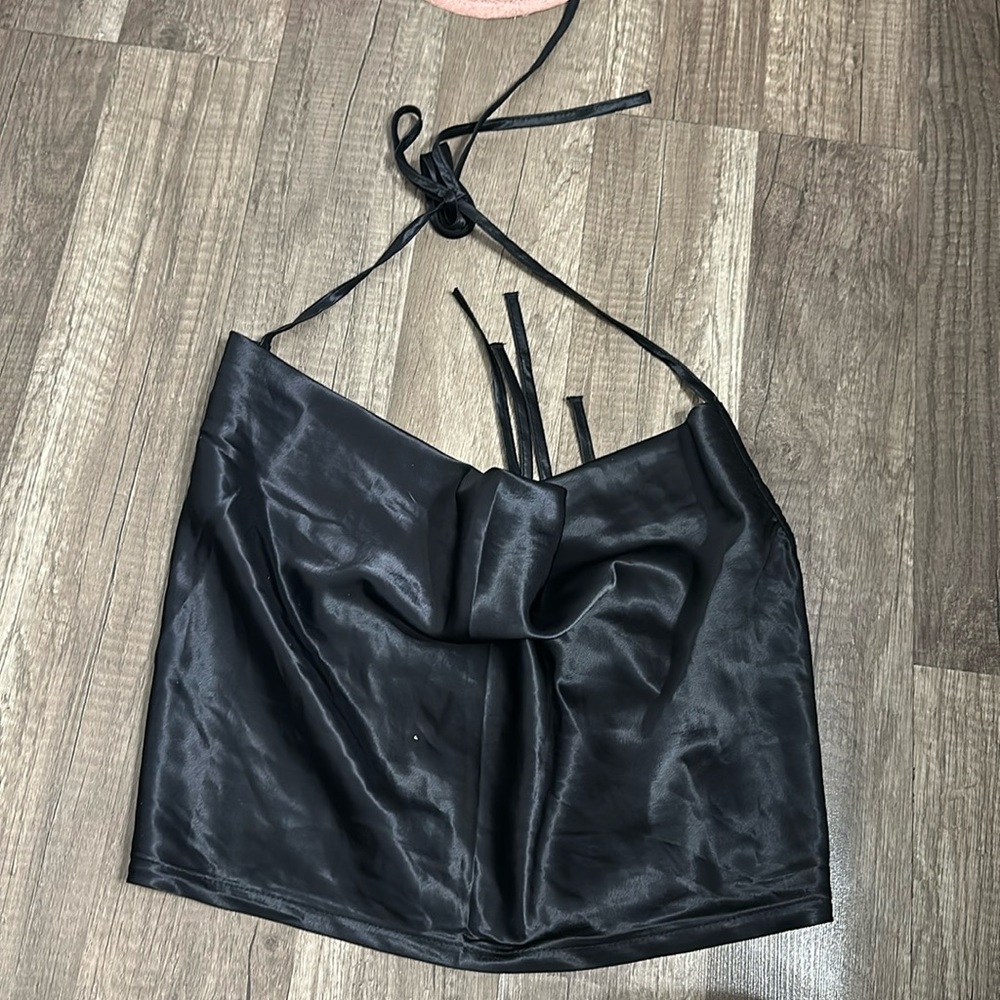 Satin Cowl Neck Crop Top